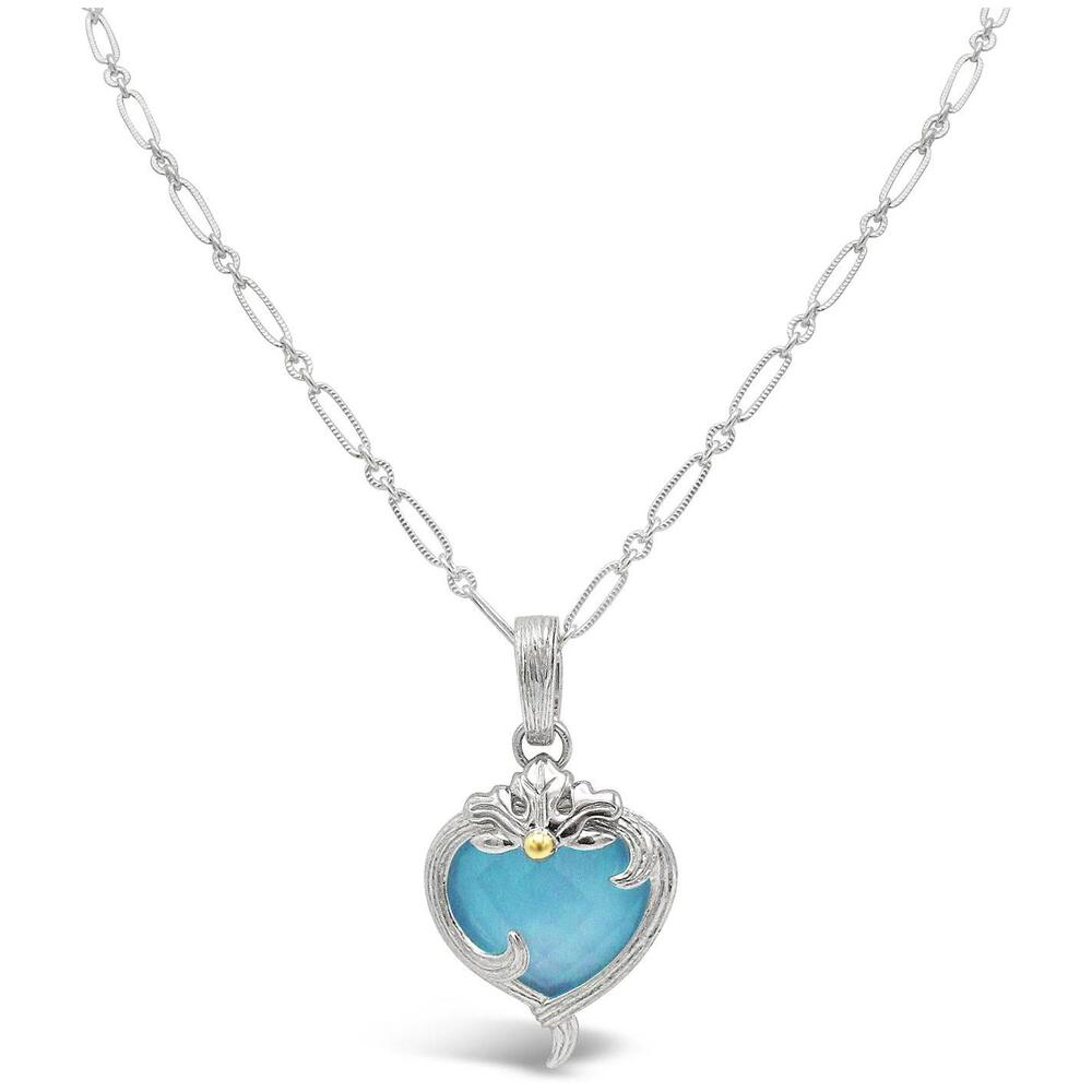 Ariva Turquoise Rock Crystal Heart Pendant Necklace Brand New!